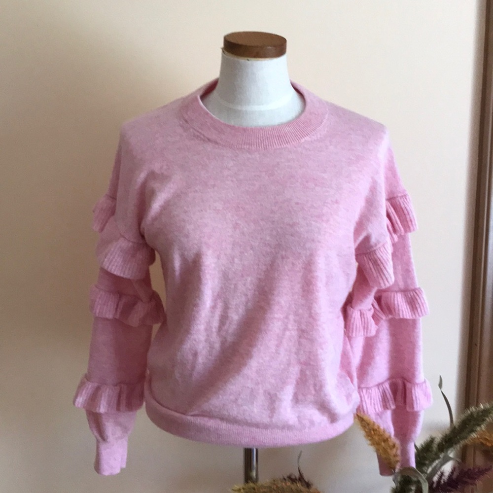 J.CREW SLEEVE RUFFLE SWEATER